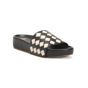 BEEK Egg/black Made In Mexico Leather Pelican Woven Sandals